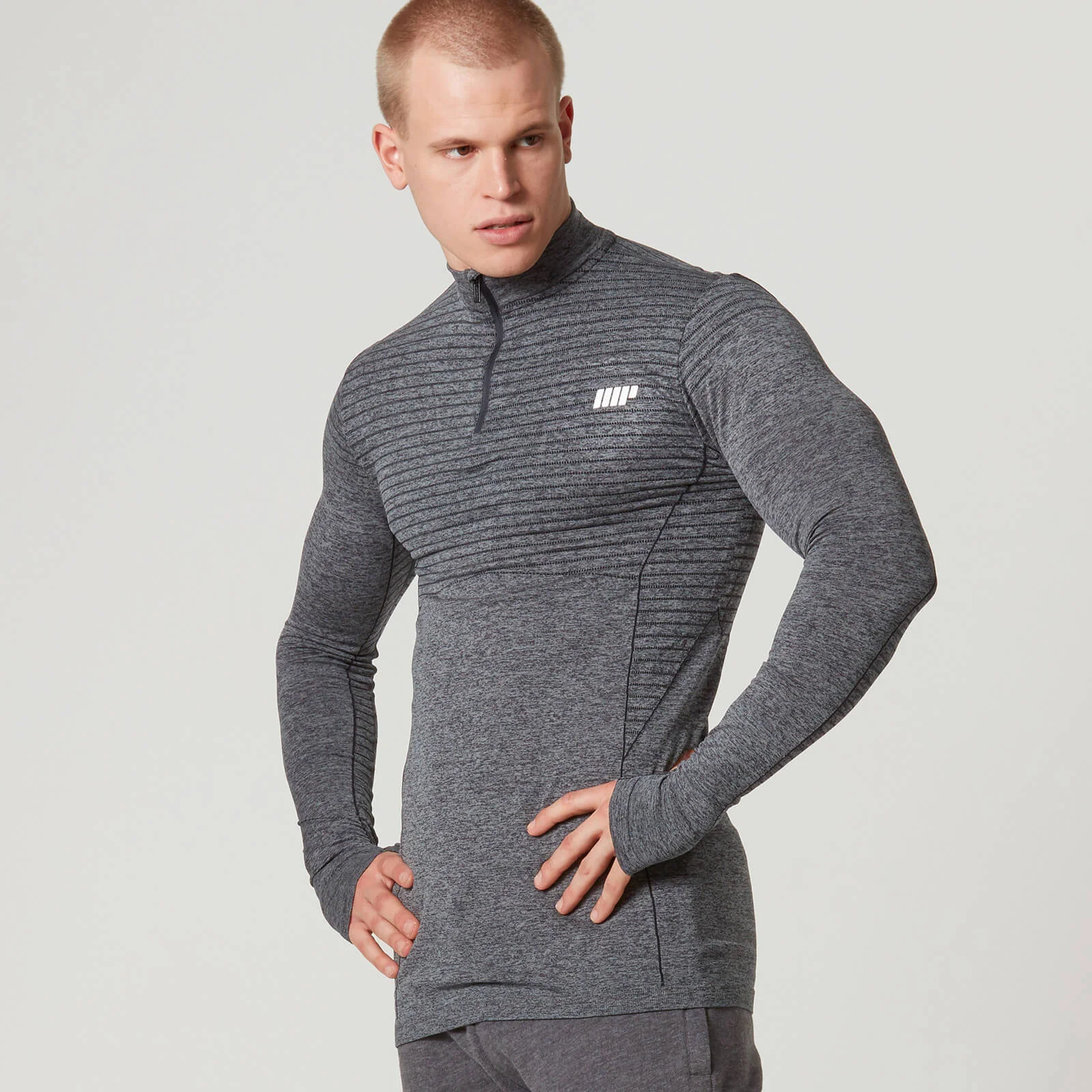 Seamless 1/4 Zip-Top - S - Svart Bild 1