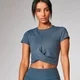 Power Short Sleeve Crop Top - Mörklila