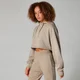 Washed Cropped Hoodie - Brun