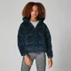 Cropped Velour Puffer - Marinblå