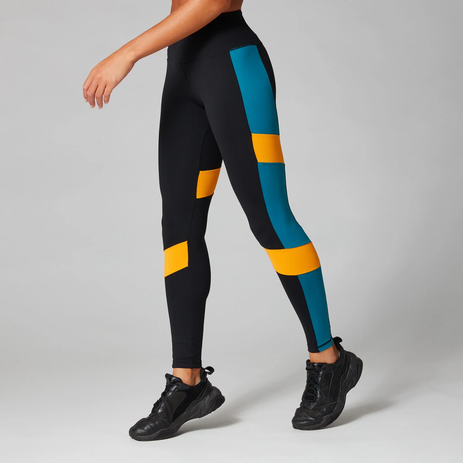 Power Colour Block Leggings - Svart/Röd - XS Bild 1