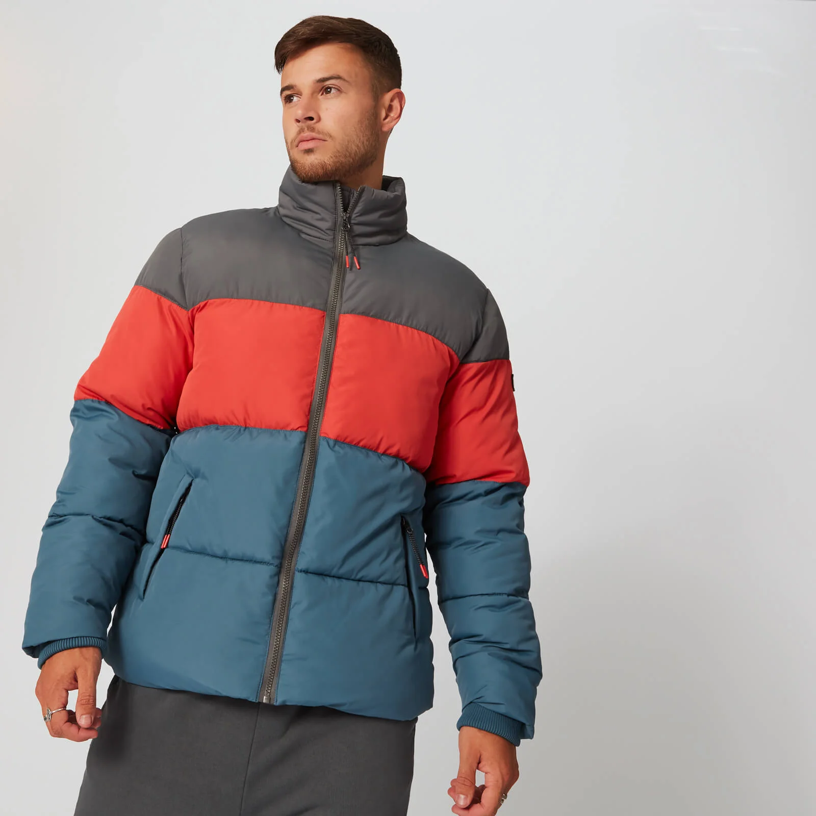 Colour Block Puffer Jacket - Blå - XS Bild 1