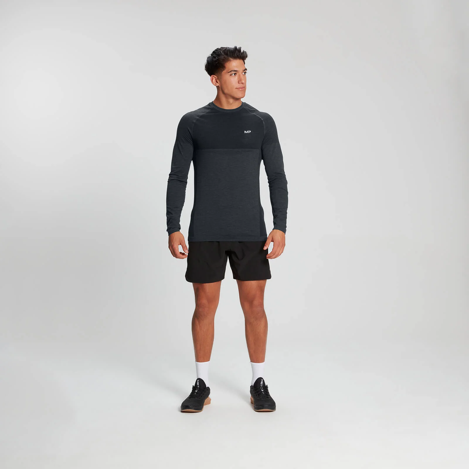 MP Essential Long Sleeve Seamless T-Shirt för män – Grå - XS Bild 1
