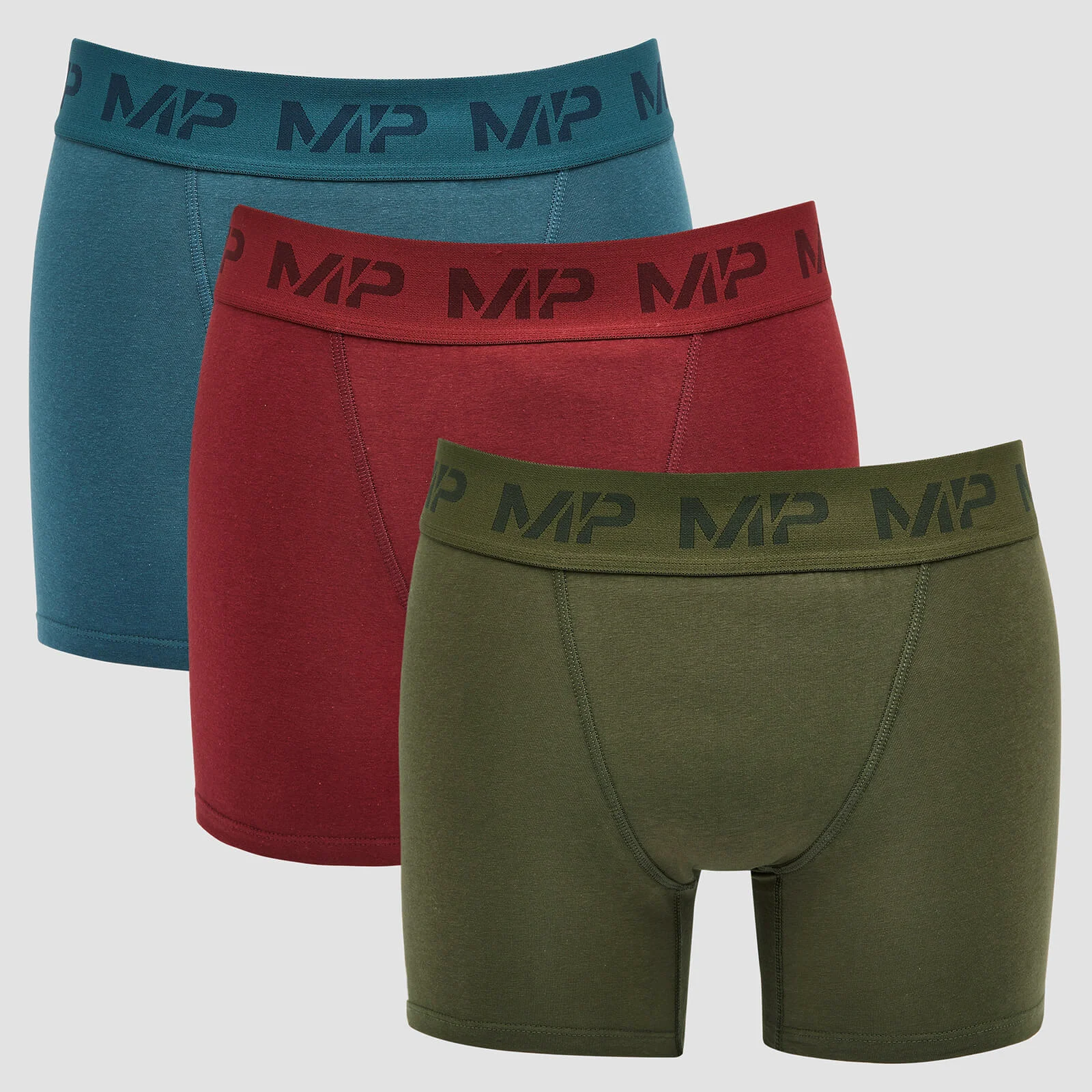 MP Men's Essential Boxers (3 Pack) Oxblood/Sea Blue/Dark Olive - XS Bild 1