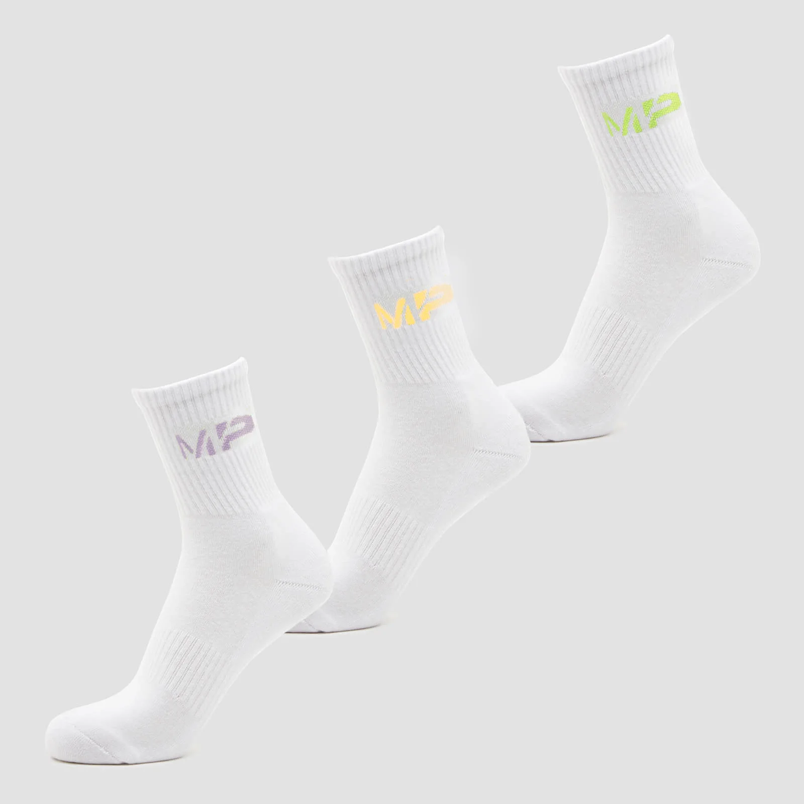 MP Women's Neon MP Logo Crew Socks (3 Pack) Butterfly/Banana/Lavender - UK 3-6 Bild 1