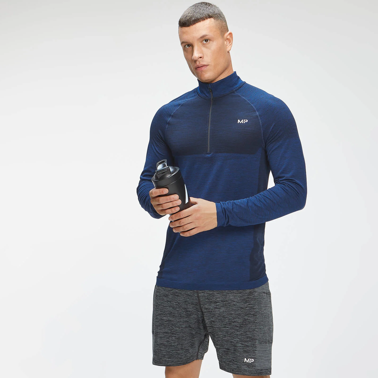 MP Men's Essential Seamless 1/4 Zip Top – Blå - XXS Bild 1
