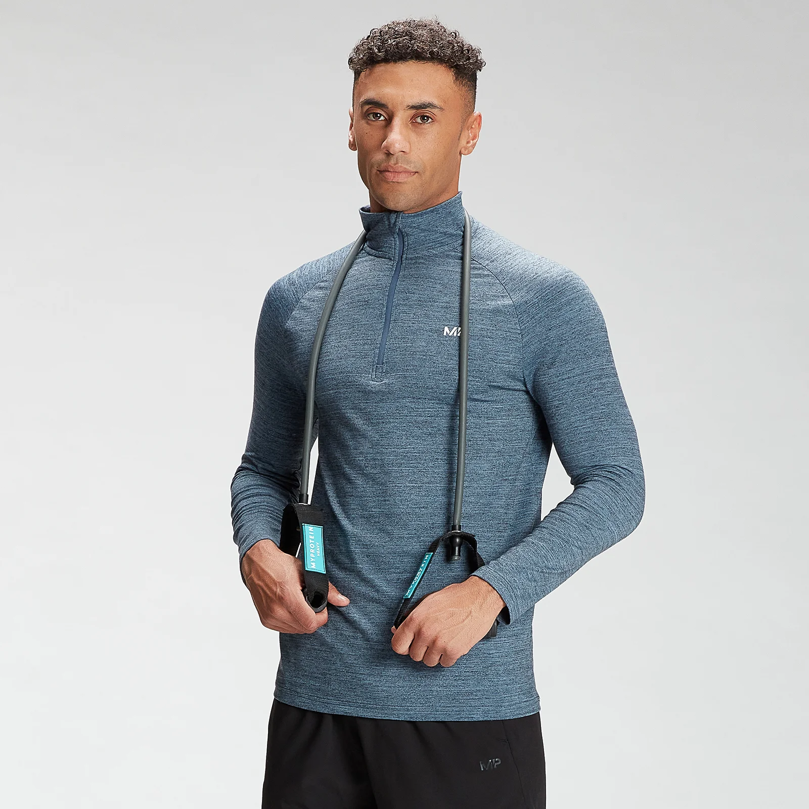 MP Men's Performance 1/4 Zip Top − Blåmelerad - XXS Bild 1