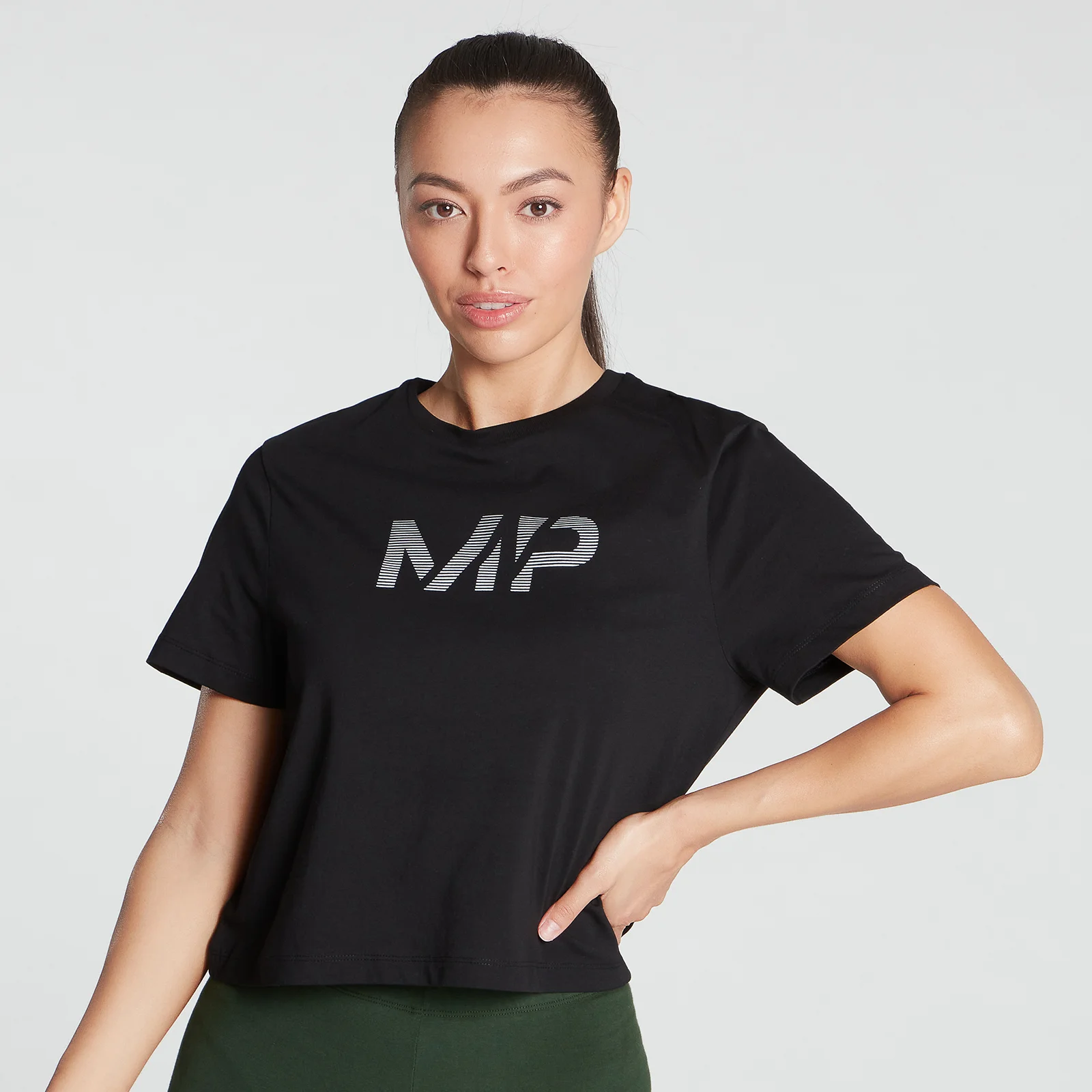 MP Women's Gradient Line Graphic Crop T-shirt- Black - XXS Bild 1