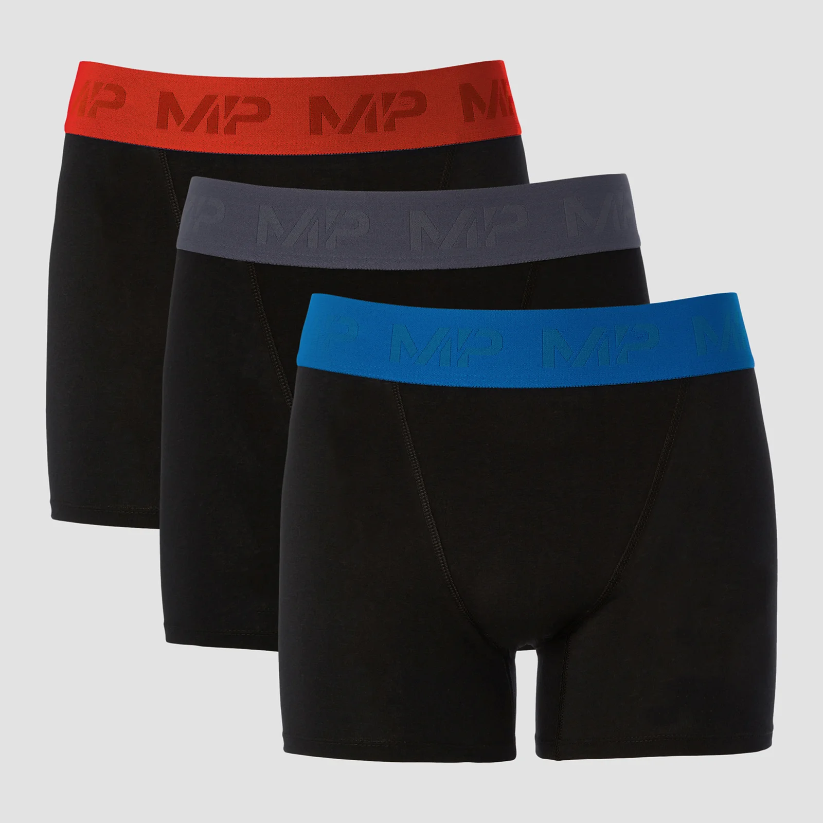 MP Men's Coloured Waistband Boxers (3 Pack) - Black/Graphite/True Blue/Fire - XXS Bild 1