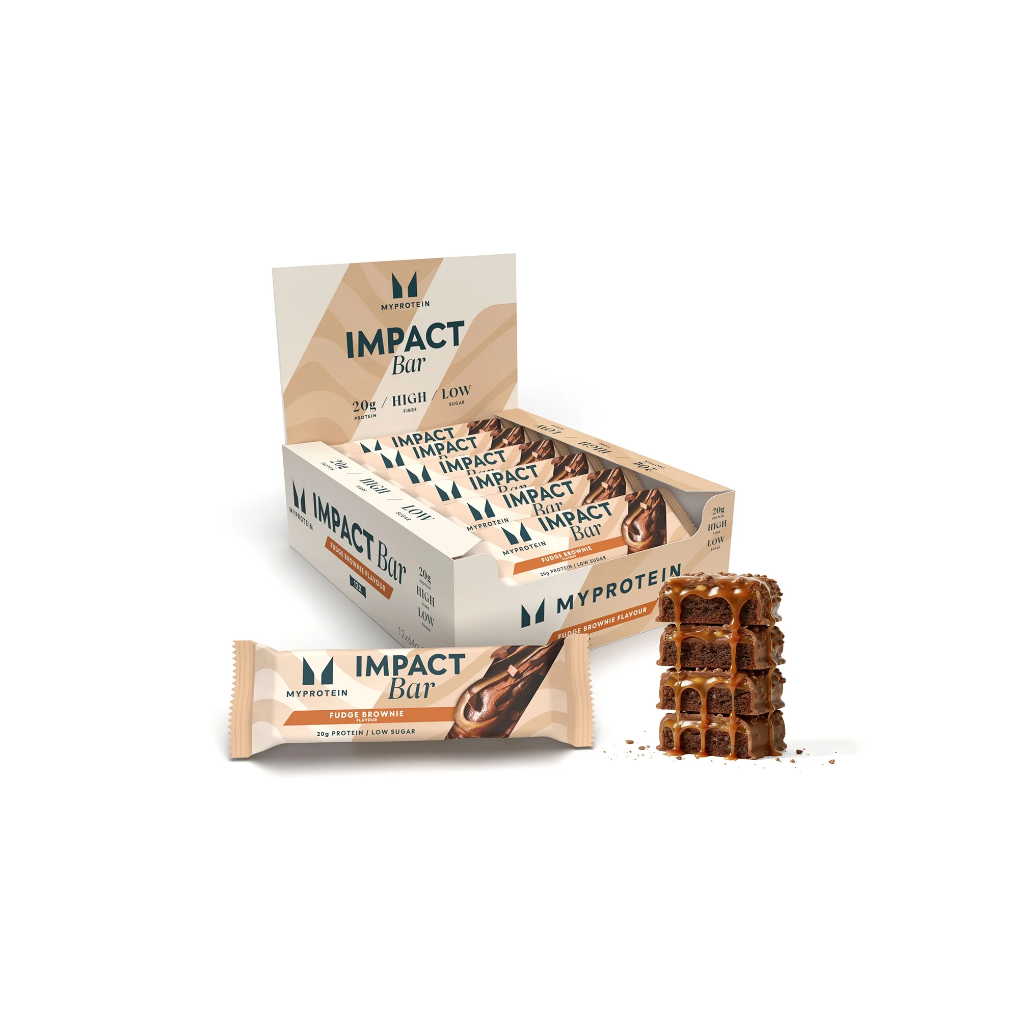 Impact Protein Bar - New Recipe - 12 x 64g - Fudge Brownie Bild 1