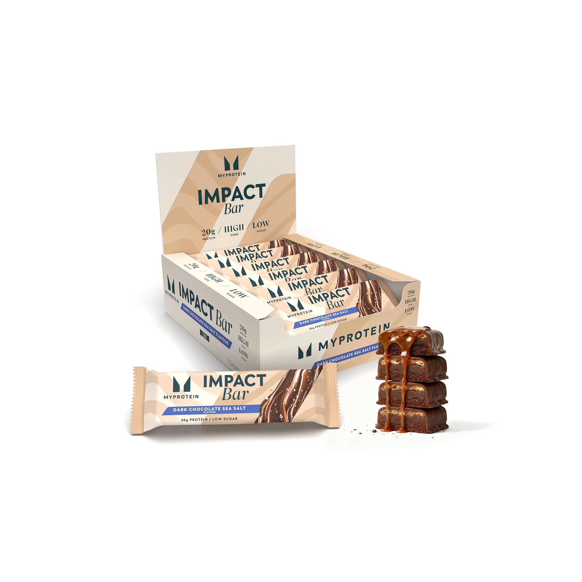 Impact Protein Bar - 12 x 64g - Mörk Choklad och Havssalt Bild 1