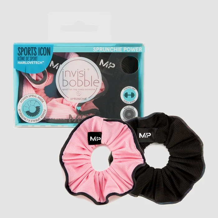 MP X Invisibobble® Reflective Power Sprunchie – Svart/rosa – 2-PACK