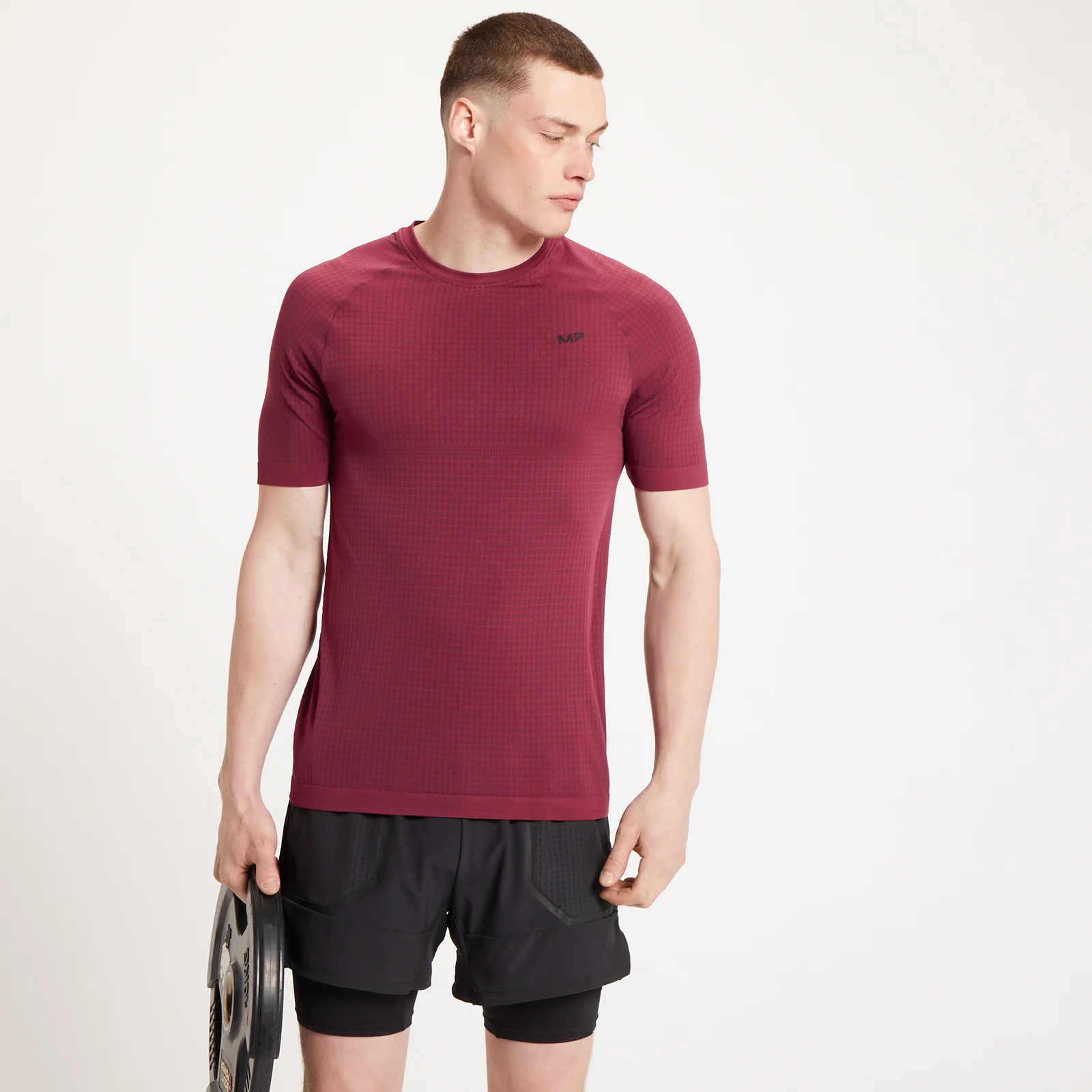 MP Tempo Ultra Seamless Short Sleeve T-Shirt för män - Vinröd - XXS Bild 1