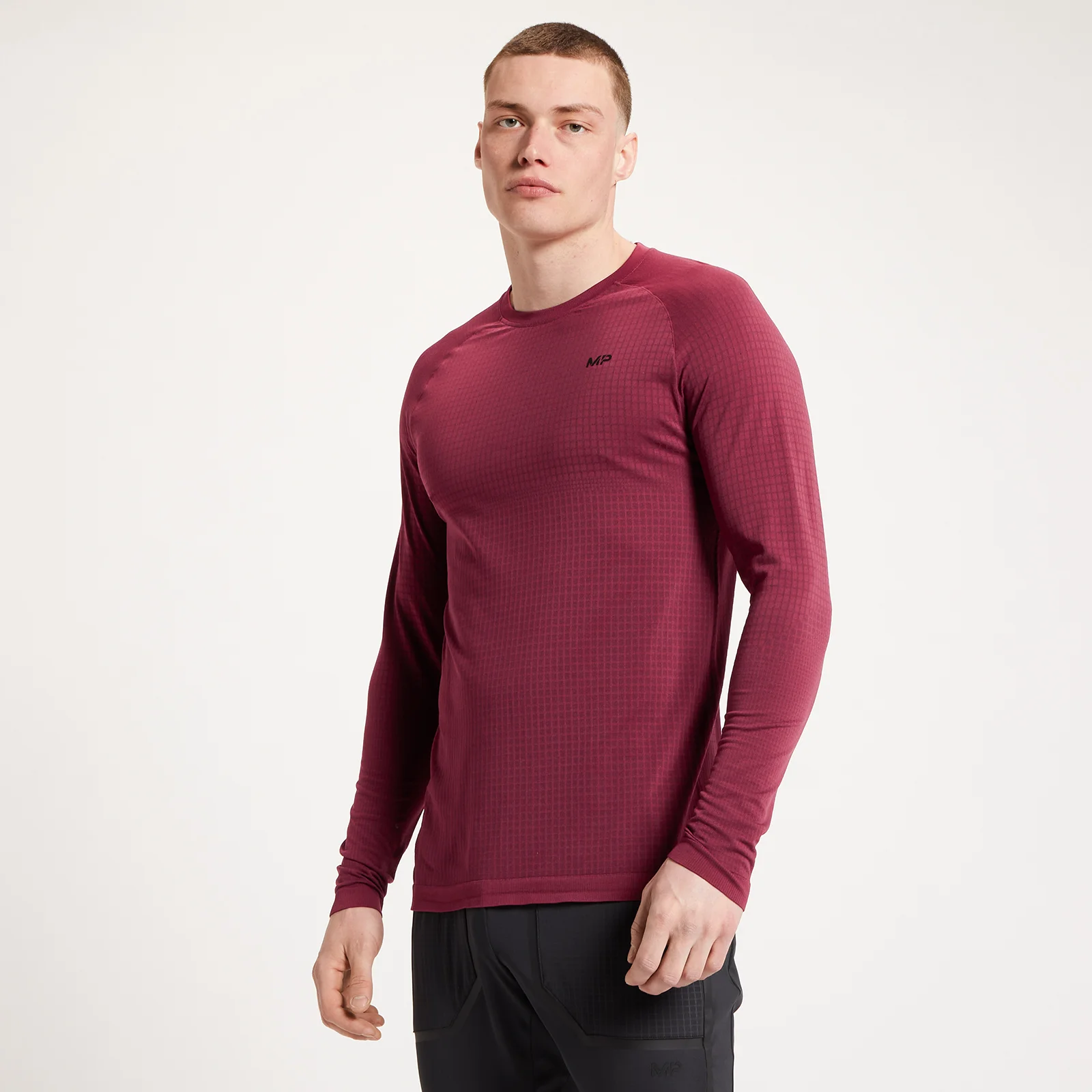 MP Tempo Ultra Seamless Long Sleeve Top för män - Vinröd - XS Bild 1