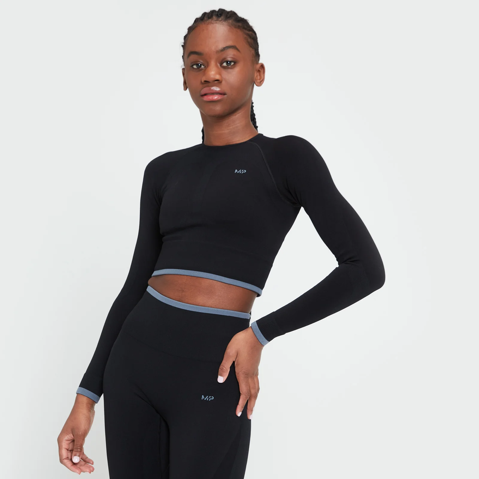 MP Women's Adapt Seamless Long Sleep Crop Trop – Svart - XXS Bild 1