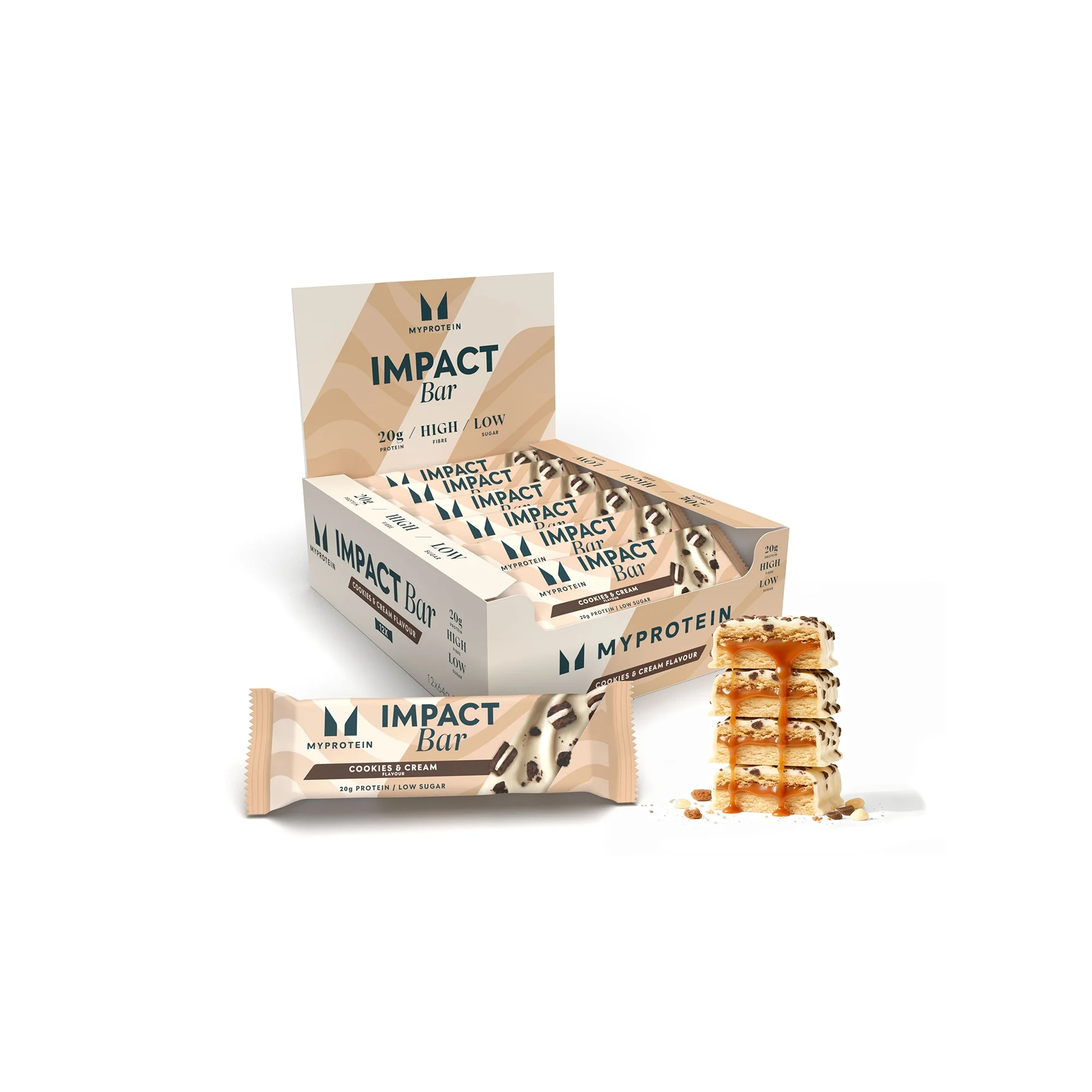 Impact Protein Bar - 12 x 64g - Cookies and Cream Bild 1