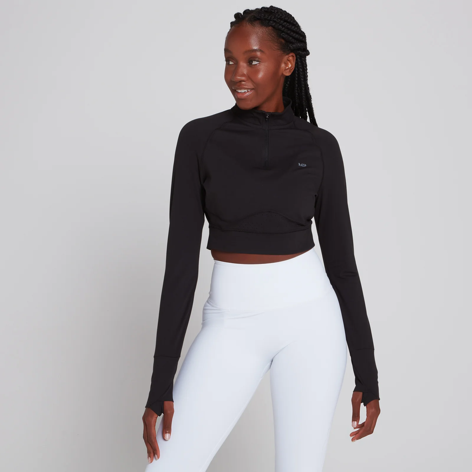 MP Power Ultra Cropped 1/4 Zip Top för kvinnor – Svart - XXS Bild 1