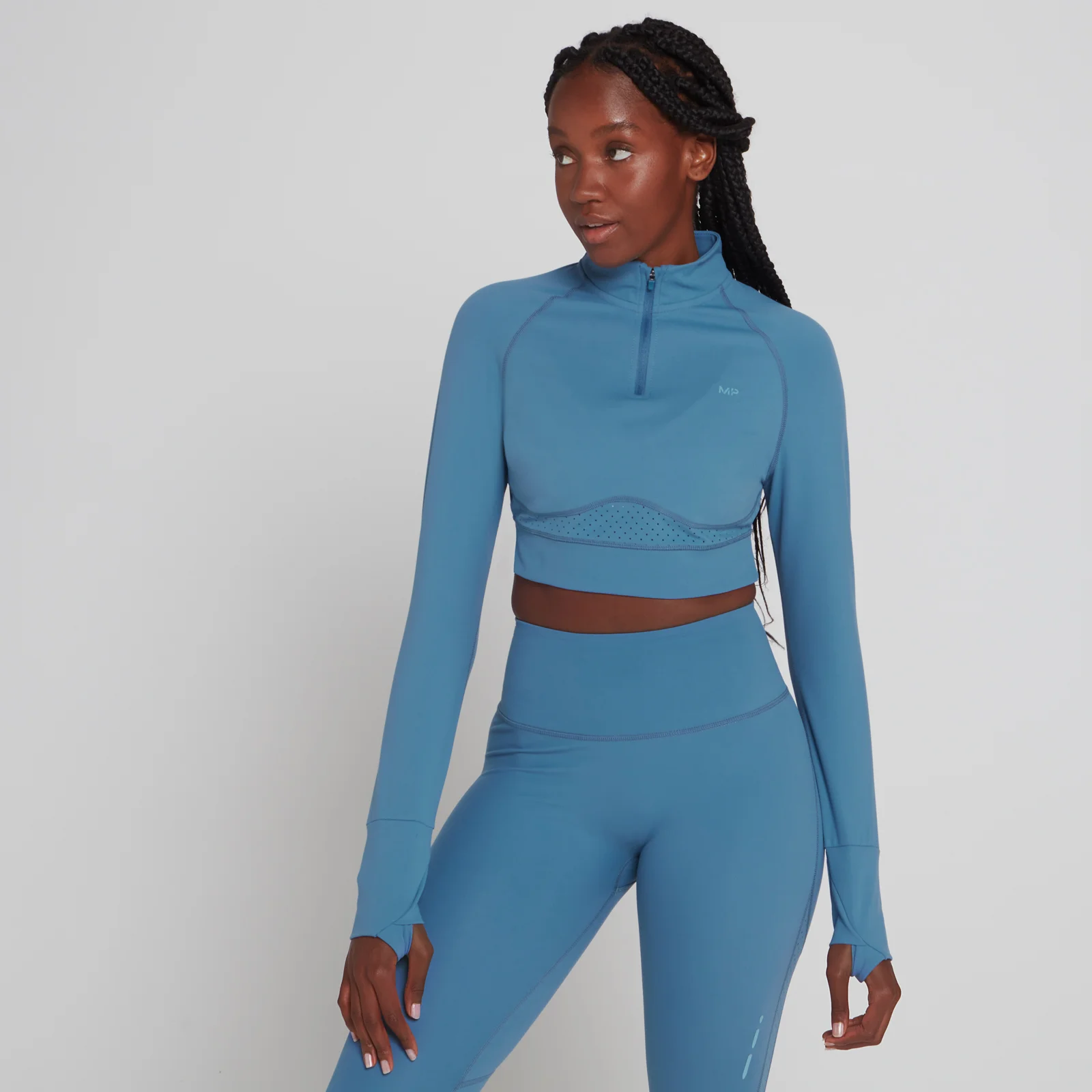 MP Power Ultra Cropped 1/4 Zip Top för kvinnor – Blå - XXS Bild 1