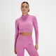 MP Tempo Seamless 1/4 Zip Crop Top för kvinnor - Rosa/Zebra
