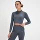 MP Tempo Seamless 1/4 Zip Crop Top för kvinnor – Grå