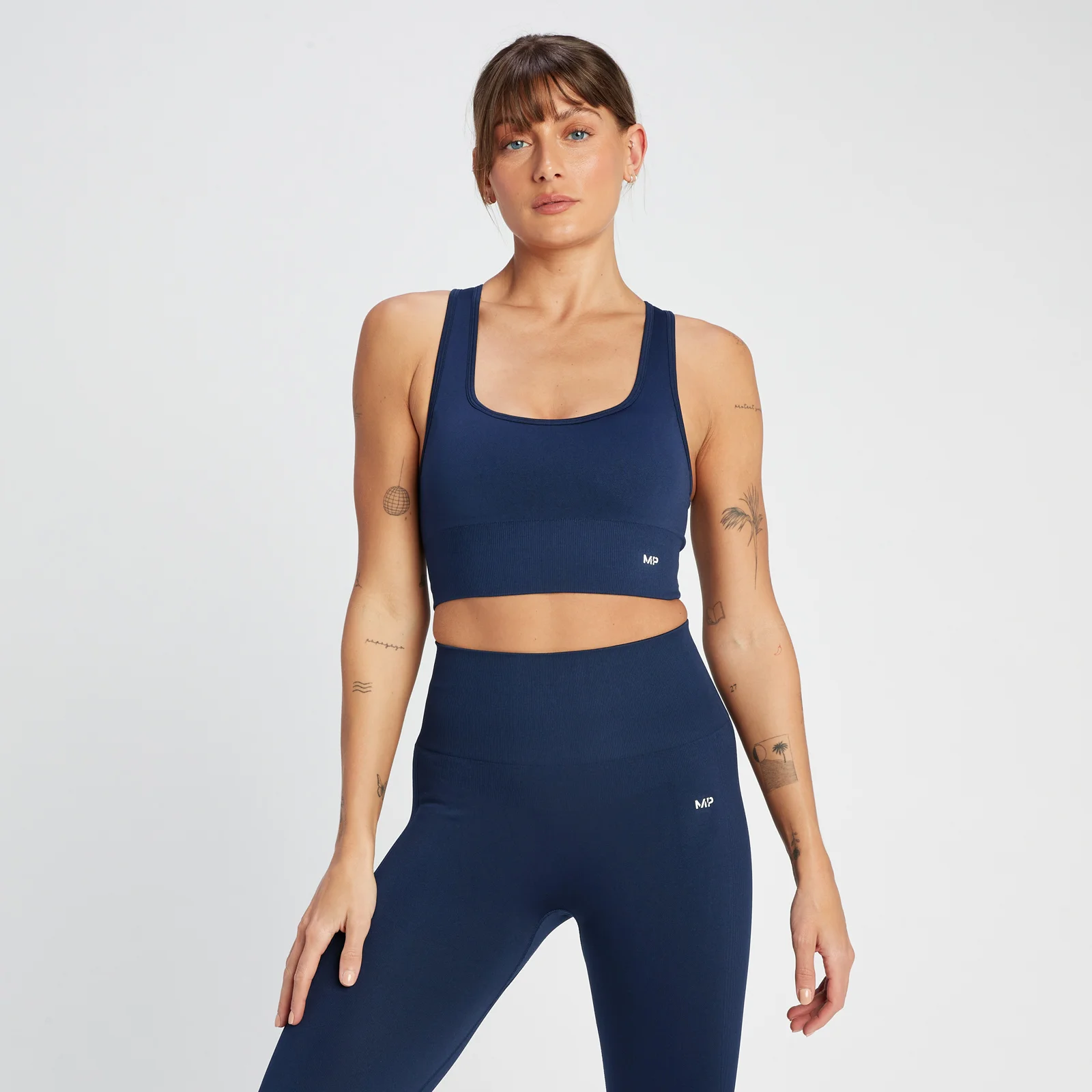 MP Women's Shape Seamless Cross Strap Sports Bra - Navy - XXS Bild 1