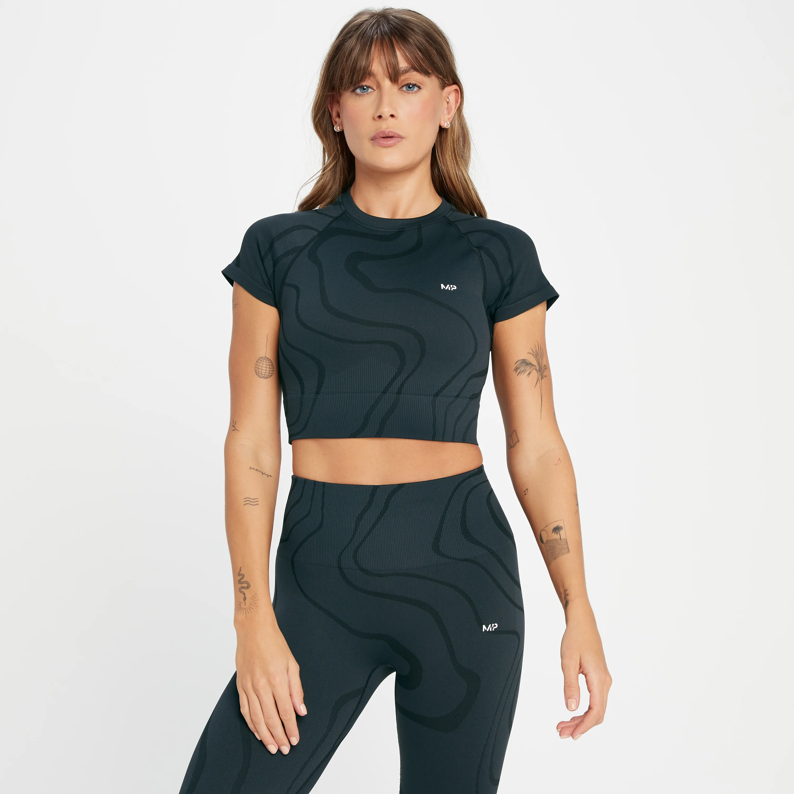 MP Women's Tempo Wave Seamless Crop Top - Black - XXS Bild 1