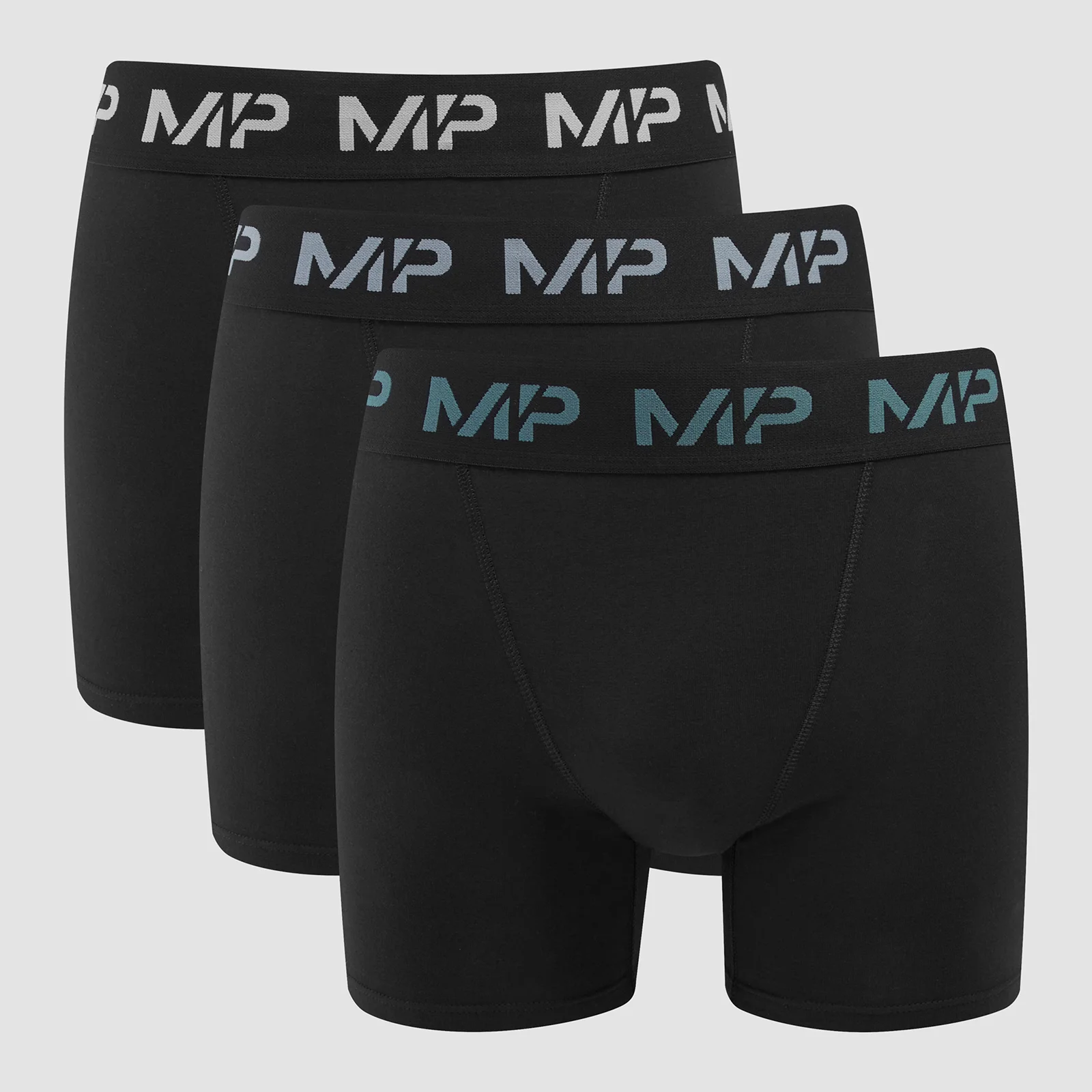 MP Coloured Logo Boxers (3-pack) för män - Svart/Turkos/Blå/Grå - XXS Bild 1