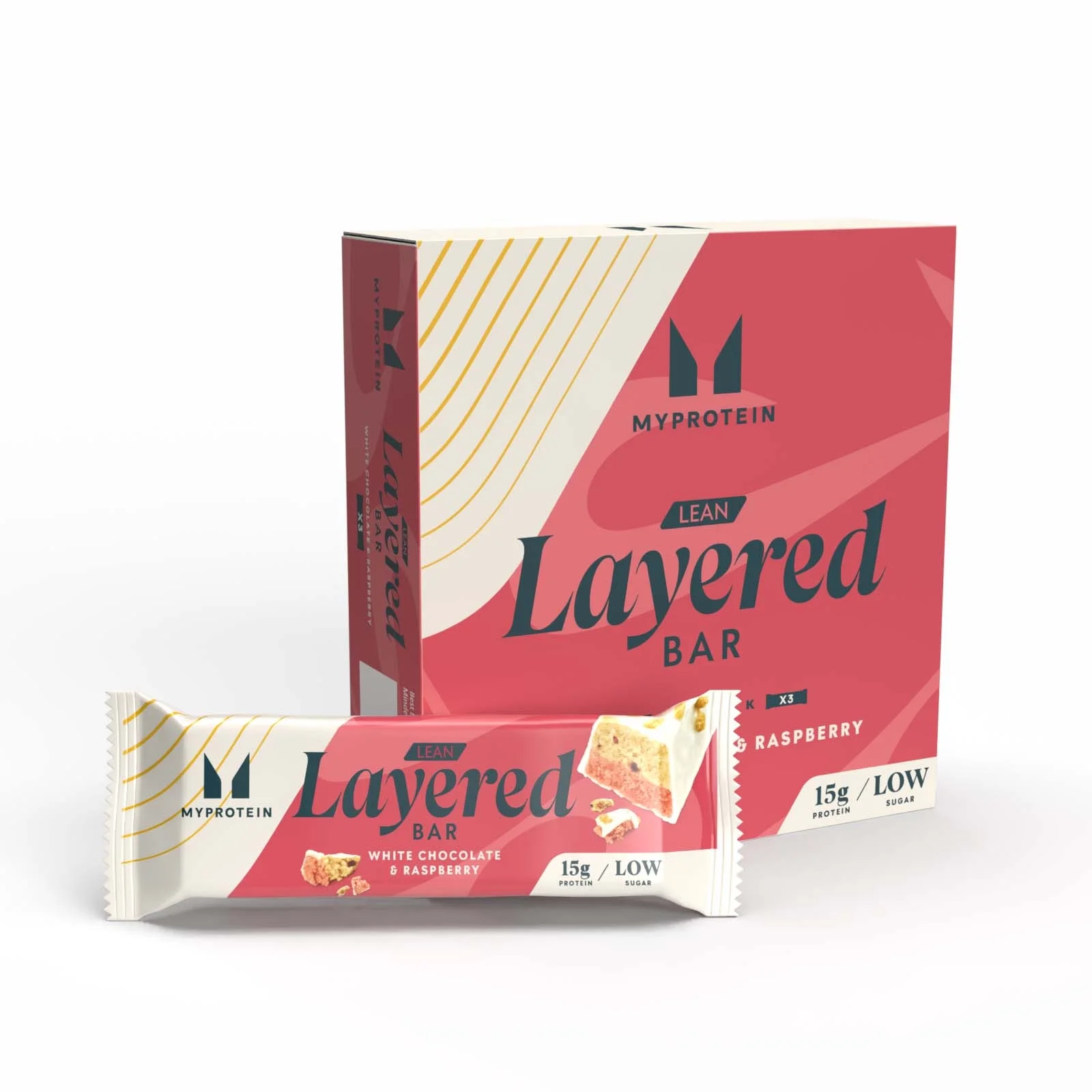 Lean Layered Bar - 3 x 40g - White Chocolate and Raspberry Bild 1