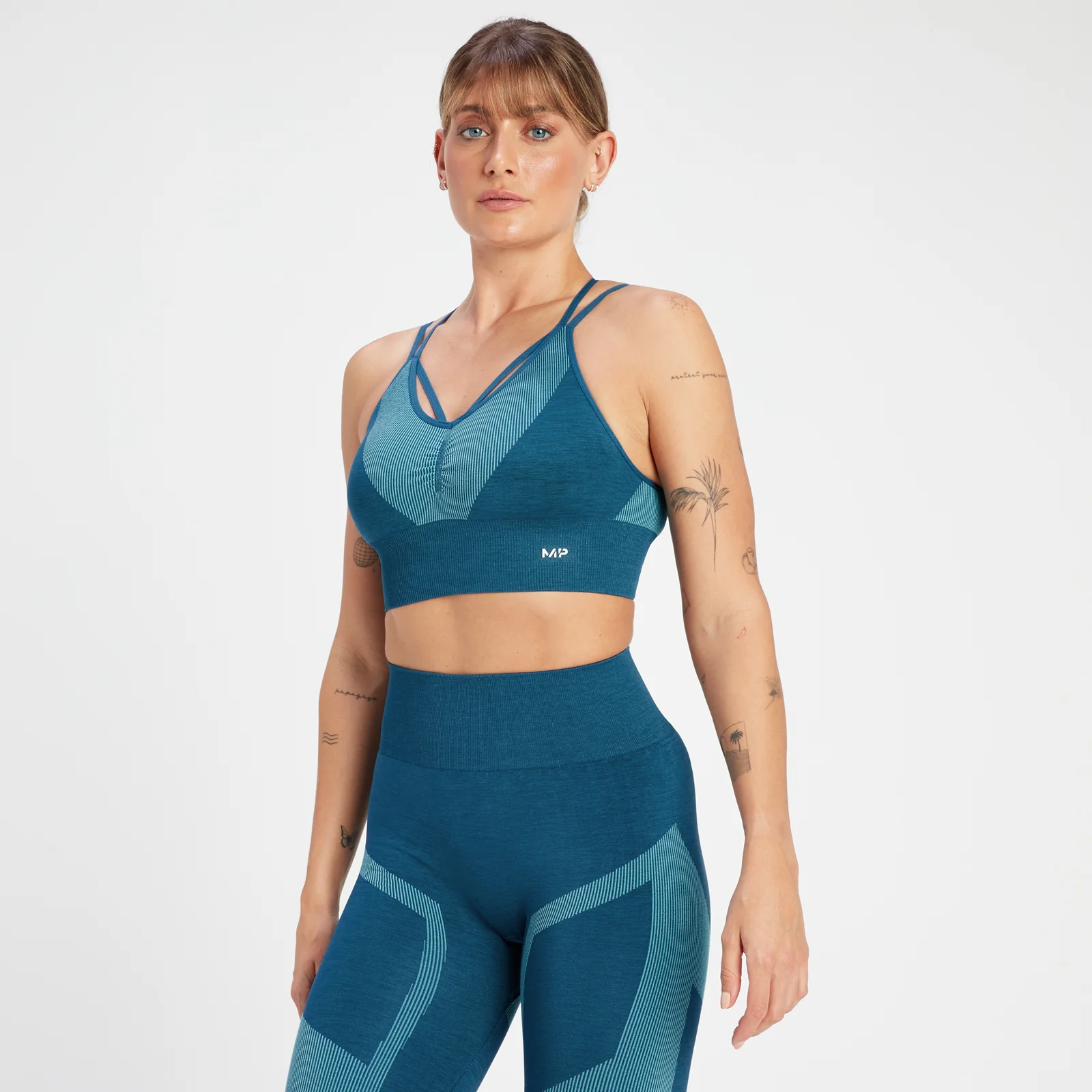 MP Women's Impact Scrunch Seamless Sports Bra – Teal Blue - XS Bild 1