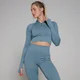 MP Tempo Rib Seamless Crop 1/4 Zip för kvinnor – Blå