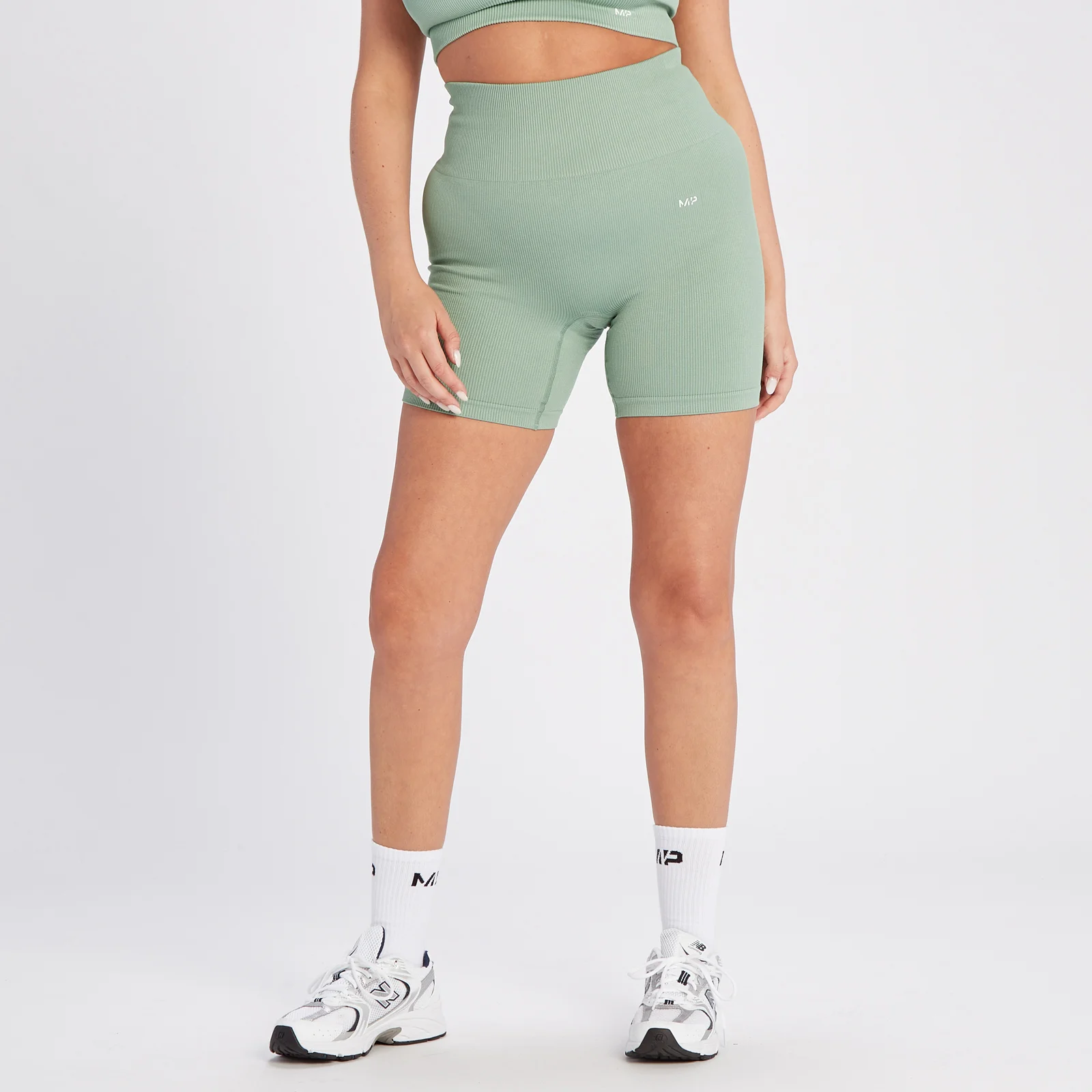 MP Tempo Rib Seamless Shorts för kvinnor – Grön - XS Bild 1