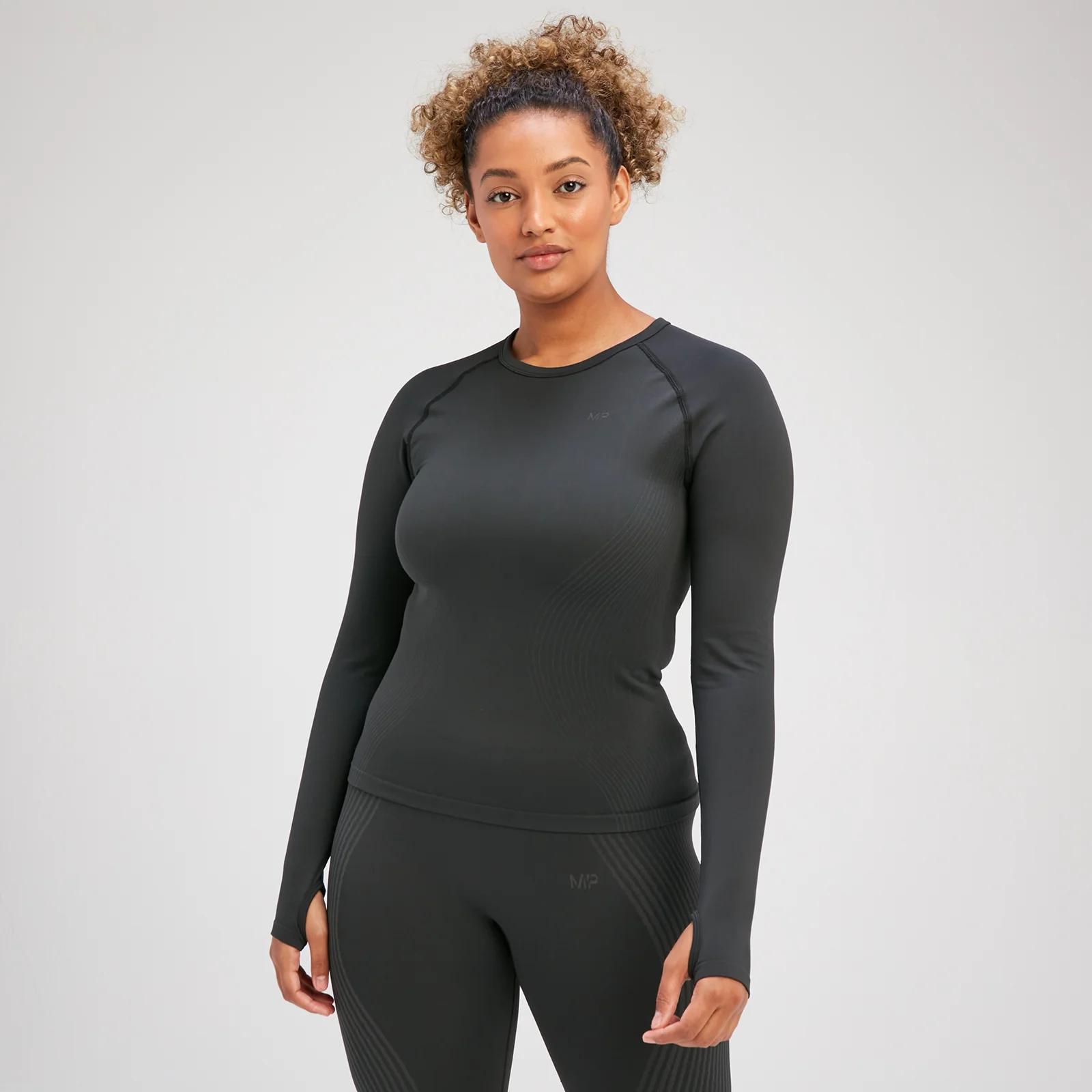 MP Tempo Illusion Seamless Long Sleeve Top för kvinnor – Svart - XS Bild 1