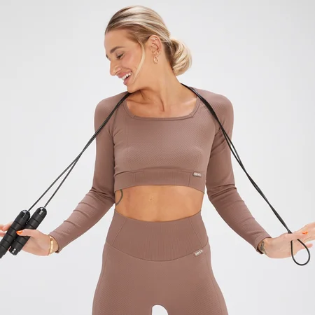 MP x Tatiana Seamless Long Sleeve Crop Top – Hazelnut