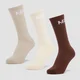 MP Unisex Crew Socks (3 pack) – Dark Brown/Light Taupe/Cream