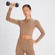 MP Shape Seamless Long Sleeve Crop Top för kvinnor – Ljusbrun