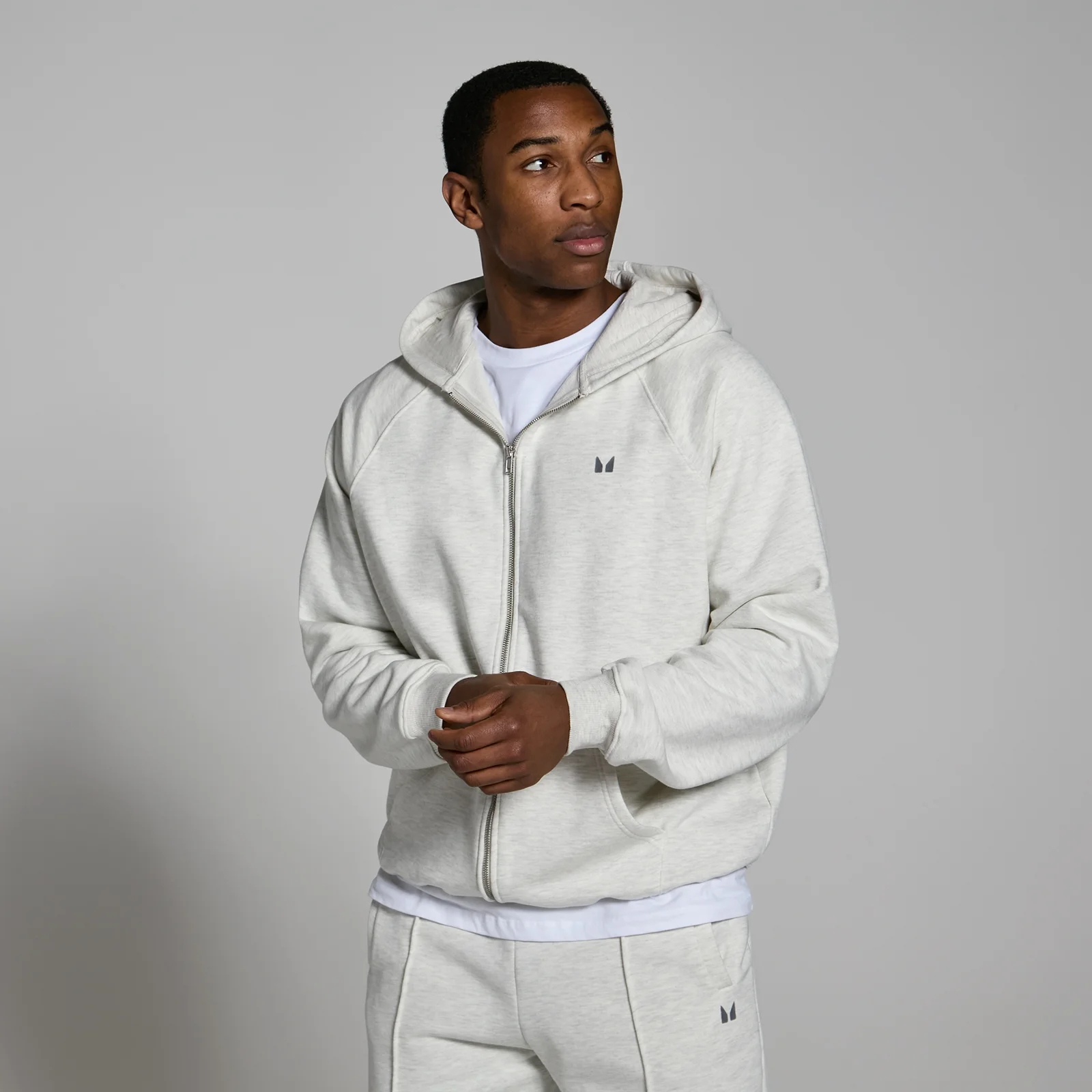 MP Lifestyle Heavyweight Zip Through Hoodie för män – Light Grey Marl - XS Bild 1