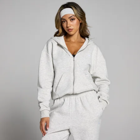 MP Women's Basics Zip Through Hoodie – Light Grey Marl