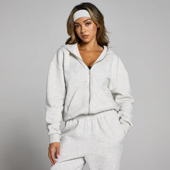 MP Women's Basics Zip Through Hoodie – Light Grey Marl