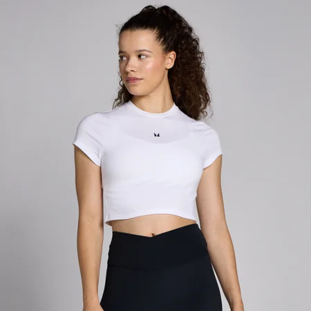 MP Women's Basics Body Fit Short Sleeve Crop T-Shirt – White