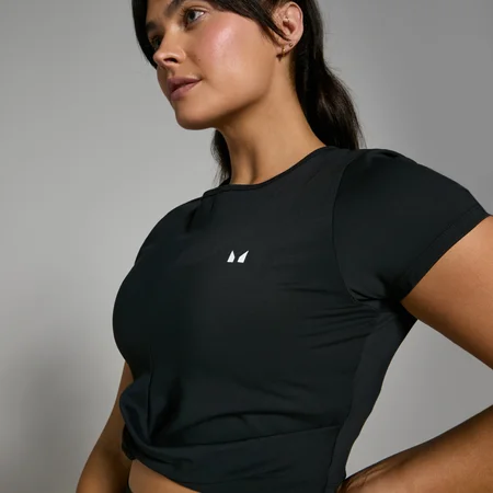 MP Women's Power Short Sleeve Crop Top – Black