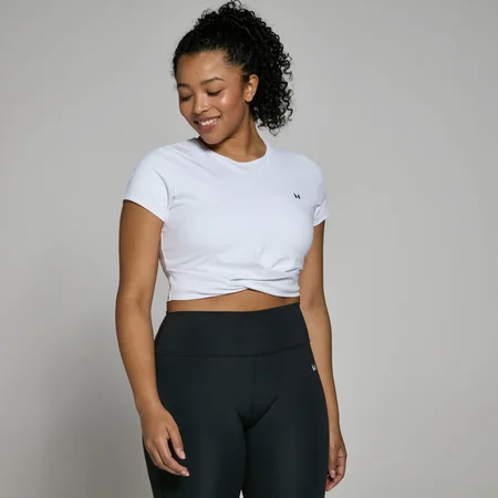 MP Women's Power Short Sleeve Crop Top – White
