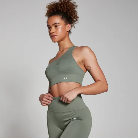 MP Tempo Rib Seamless Asymmetric Bra för kvinnor – Moss Green