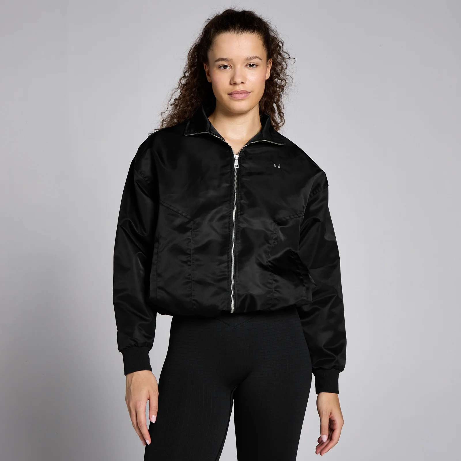 MP Women's Lifestyle Nylon Bomber Jacket – Black - L Bild 1