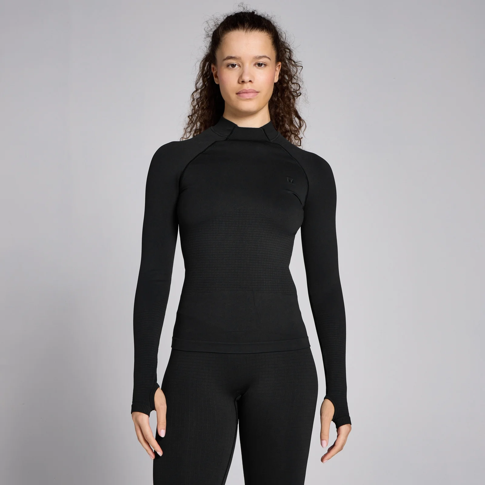 MP Women's Lifestyle Waffle Seamless Long Sleeve Top – Black - XS Bild 1