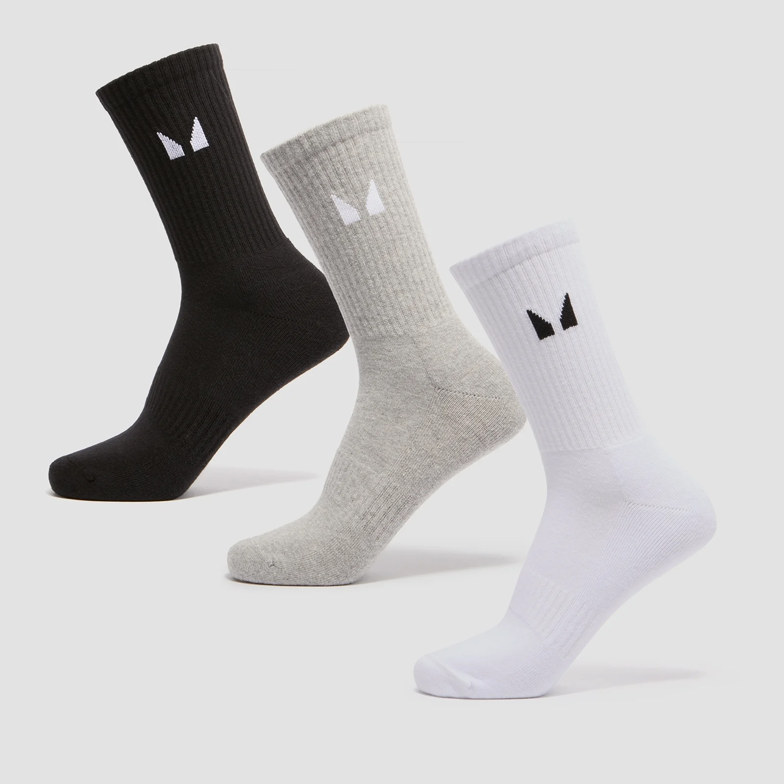 MP Unisex Crew Socks (3 Pack) - White/Black/Grey Marl - UK 6-8 Bild 1