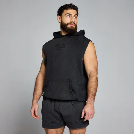 MP Men's Origin Washed Graphic Sleeveless Hoodie – Washed Black