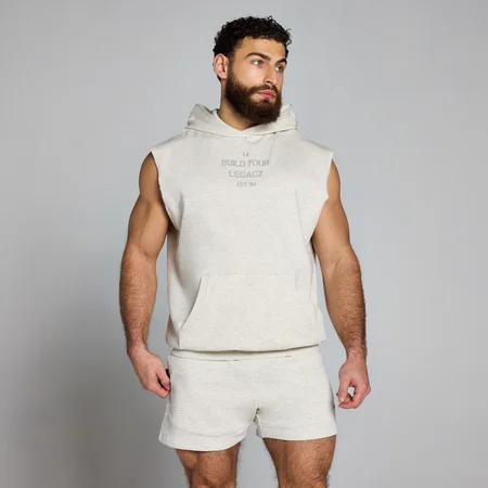MP Men's Origin Washed Graphic Sleeveless Hoodie – Grey Marl