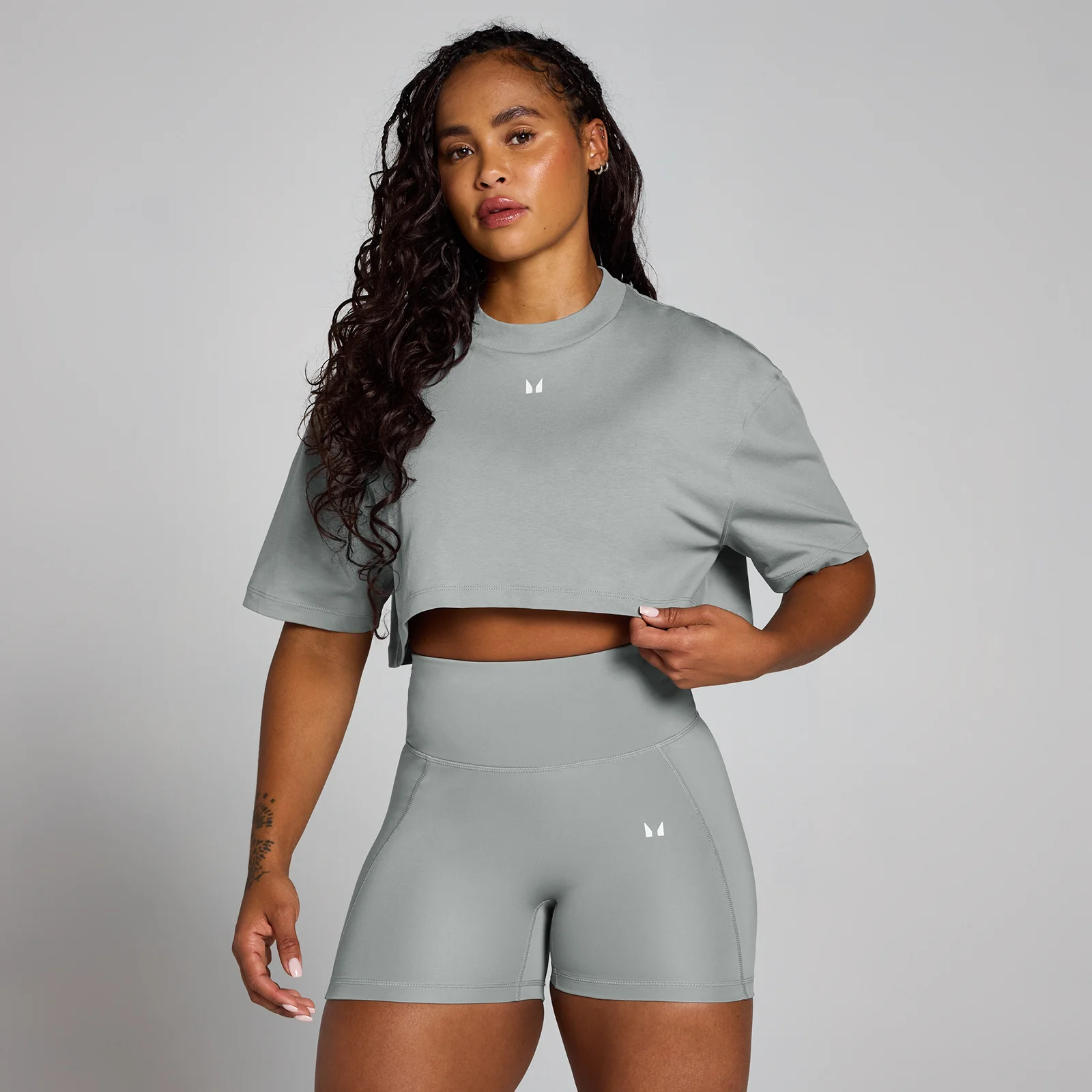 MP Women's Origin Super Crop Graphic T-Shirt – Fossil Grey - L Bild 1