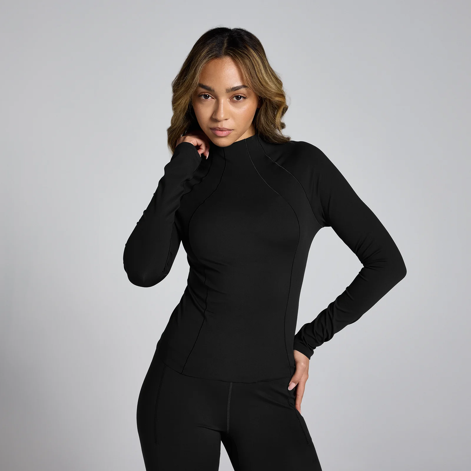 MP Women's Lifestyle Funnel Neck Sheer Top – Black - XS Bild 1