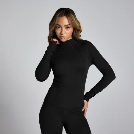 MP Women's Lifestyle Funnel Neck Sheer Top – Black